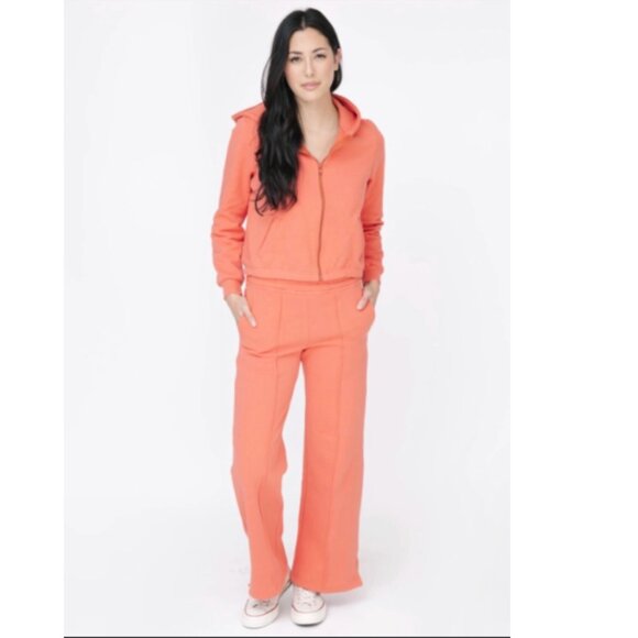 *Smash Tees Burnt Orange Wide Leg Track Pant - Picture 1 of 6